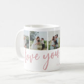Moederdag 5 foto's Love You Mom Script Pink Koffiemok (Voorkant links)