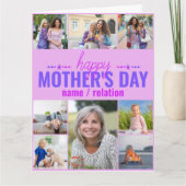 Moederdag 8 Foto Collage Pink op maat Kaart (Voorkant)