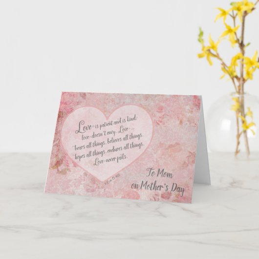 Moederdag aan Mam Scripture 1 Cor 13 Kaart (Gele Bloem)