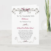 Moederdag aan Wife Romantic Personalize w- Name Kaart (Voorkant)