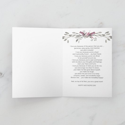 Moederdag aan Wife Romantic Personalize w- Name Kaart (Binnen)