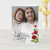 Moederdag aangepast fotodesign met rode rozen kaart (Gele Bloem)