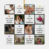 Moederdag Aangepaste fotocollage met mam-offertes Keramisch Ornament (Achterkant)