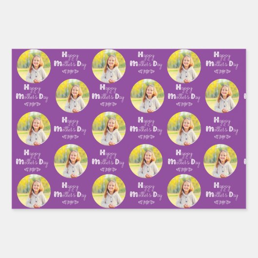Moederdag Aangepaste fotoset van 3 Bright Inpakpapier Vel (Voorkant)