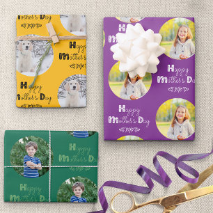 moederdag aangepaste fotoset van 3 helderheid inpakpapier vel