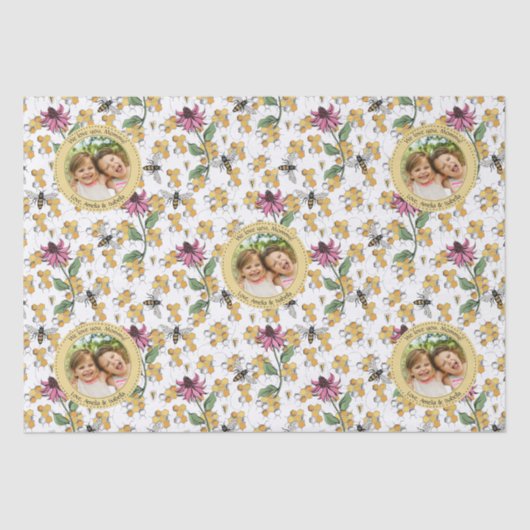 Moederdag Aangepaste Kinder foto Royal Queen Bee Tissuepapier (Voorkant)