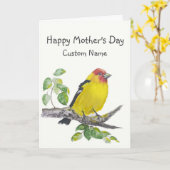 Moederdag Aangepaste naam Westelijke Tanager vogel Kaart (Gele Bloem)