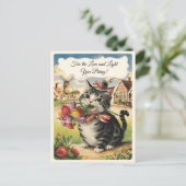 Moederdag Aanpasbare schattige  kat retro Briefkaart (Staand voorkant)