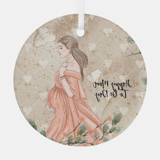 Moederdag aanstaande Tan Glas Ornament (Achterkant)