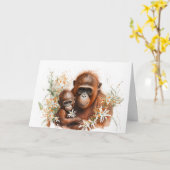 Moederdag aap en baby kaart (Gele Bloem)