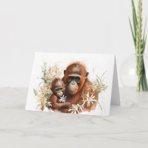Moederdag aap en baby kaart