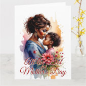 Moederdag Afrikaanse Aquarel Liefdeskunst Kaart (Gele Bloem)