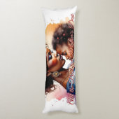 Moederdag Afrikaanse Aquarel Liefdeskunst Lichaamskussen (Achterkant (Verticaal))