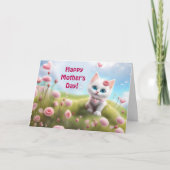 Moederdag Algemeen met knuffelwit poesje Kaart (Voorkant)