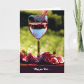 Moederdag Algemeen Roos Wijn en Rozen Blush Kaart (Voorkant)