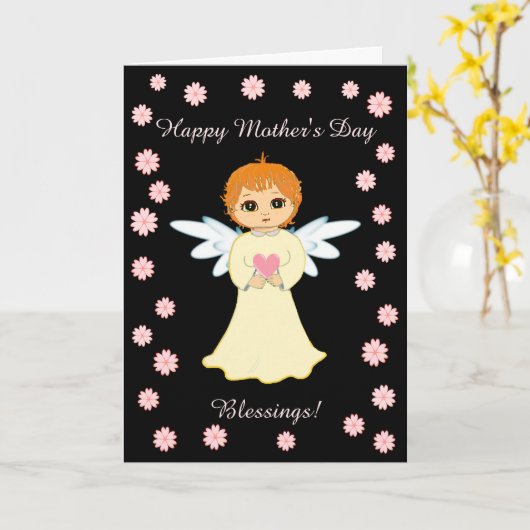 Moederdag Angel Blessings Kaart (Gele Bloem)