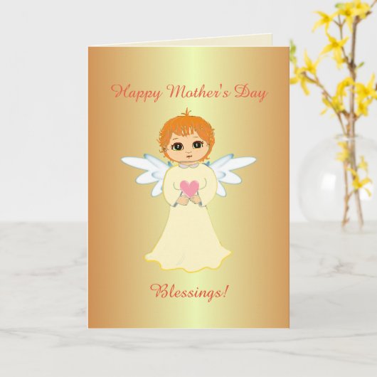 Moederdag Angel Blessings Kaart (Gele Bloem)