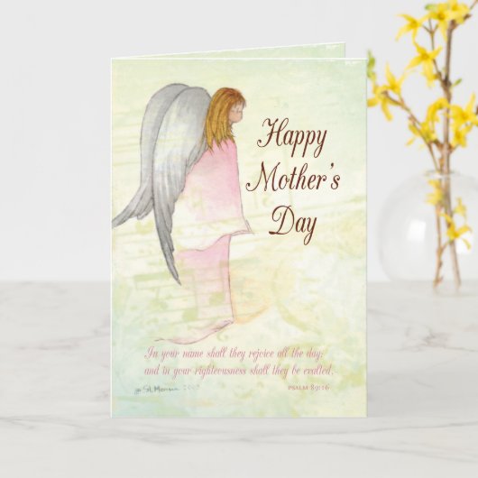 Moederdag Angel Religious Kaart (Gele Bloem)