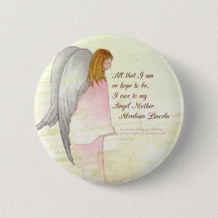 Moederdag Angel Religious, Ronde Gift Button 5,7 Cm