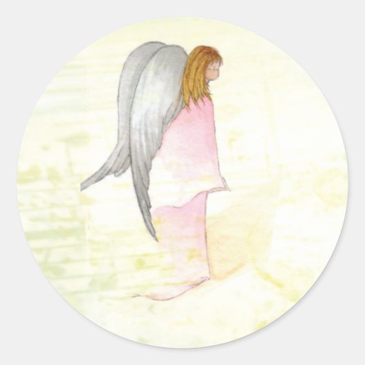 Moederdag Angel Religious Ronde Sticker (Voorkant)