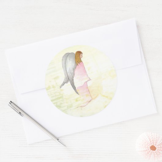 Moederdag Angel Religious Ronde Sticker (Envelop)