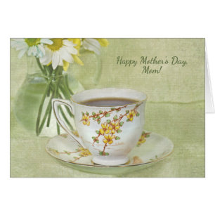 Moederdag-antiek teacup met daisy bouquet