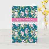 Moederdag Apple Blossom, Lace Trim Dark Blue Kaart (Gele Bloem)