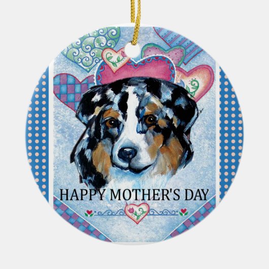 MOEDERDAG AUSTRALIAN SHEPHERD KERAMISCH ORNAMENT (Voorkant)
