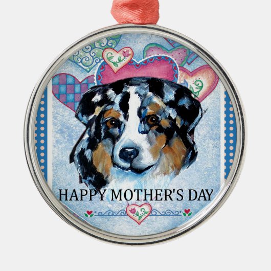 MOEDERDAG AUSTRALIAN SHEPHERD METALEN ORNAMENT (Voorkant)
