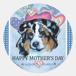MOEDERDAG AUSTRALIAN SHEPHERD RONDE STICKER