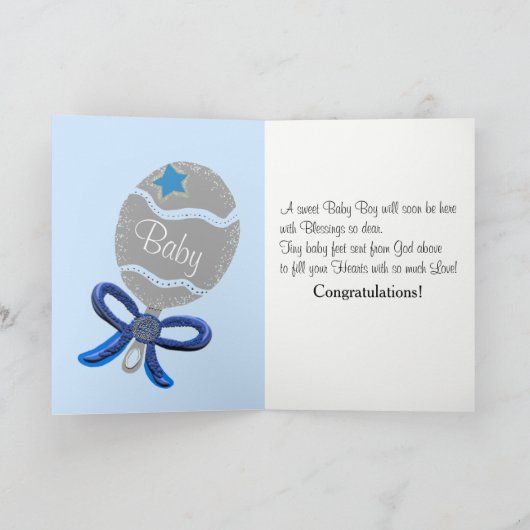 Moederdag Baby Blauw Rattle Kaart (Binnen)