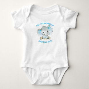Moederdag Baby Boy Blue Elephant Oerwoud Romper