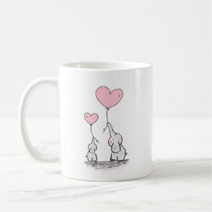 moederdag Baby Elephant- en mammiehartballon Koffiemok