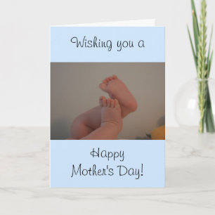 Moederdag Babyvoetjes Blauwe Rattel FOTO Kaart