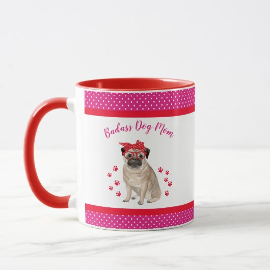 moederdag Badass Dog mama Pug Dog Mok (Links)
