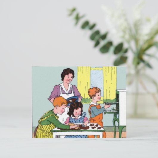 Moederdag bakken met mama briefkaart (Staand voorkant)