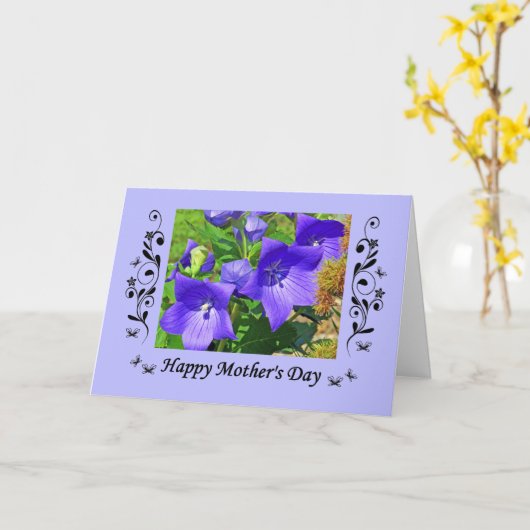 Moederdag ballonbloemen en -cirkels kaart (Gele Bloem)