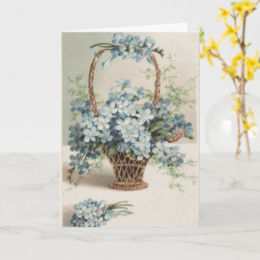 Moederdag Basket van Vergeet-Me-Nots Kaart (Gele Bloem)