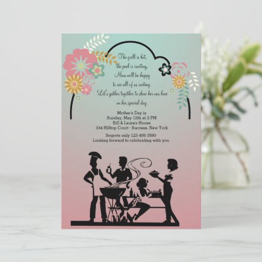 Moederdag BBQ Uitnodiging (Staand voorkant)