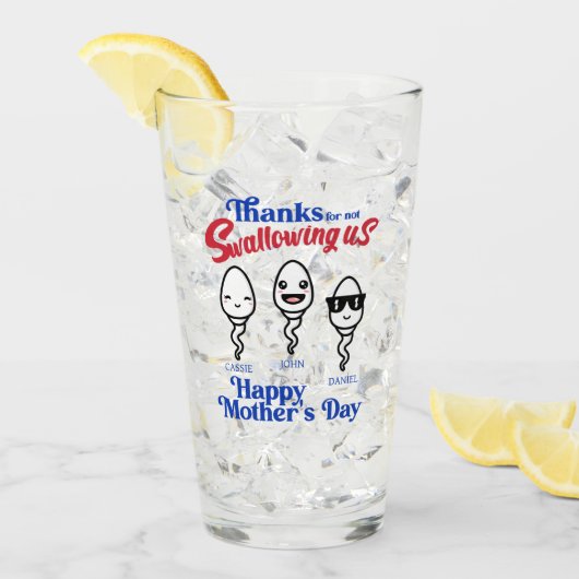 Moederdag Bedankt voor niet-inslikken van onze fam Glas (Voorkant ijs)