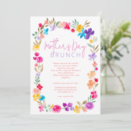 Moederdag beemdwei van geverfde tuinplanten kaart (Staand voorkant)