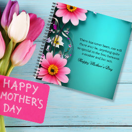 Moederdag bericht in cyaan aanpasbaar notitieboek