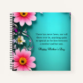 Moederdag bericht in cyaan aanpasbaar notitieboek (Voorkant)
