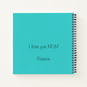 Moederdag bericht in cyaan aanpasbaar notitieboek (Achterkant)