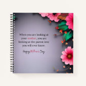 Moederdag bericht in grijs aanpasbaar notitieboek (Voorkant)