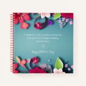 Moederdag bericht in grijsblauw aanpasbaar notitieboek (Voorkant)