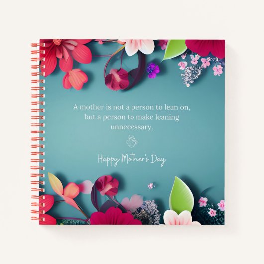 Moederdag bericht in grijsblauw aanpasbaar notitieboek (Voorkant)