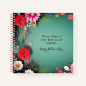 Moederdag bericht in groen aanpasbaar notitieboek (Voorkant)