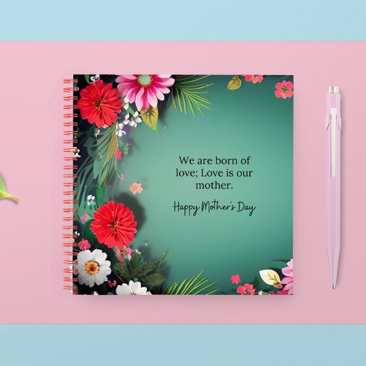 Moederdag bericht in groen aanpasbaar notitieboek