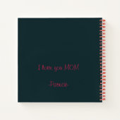 Moederdag bericht in zwart aanpasbaar notitieboek (Achterkant)